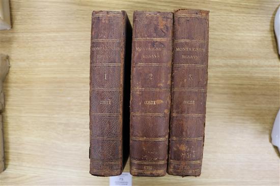 Montaigne, Michel de - The Essays, 3 vols, 8vo, rebound, London 1776 and a small collection of other works related